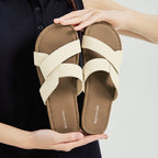 BOSTANTEN LuxChoco Coco Sandal Flat Wanita Slide Cross Strap Minimalis Nyaman Untuk Harian