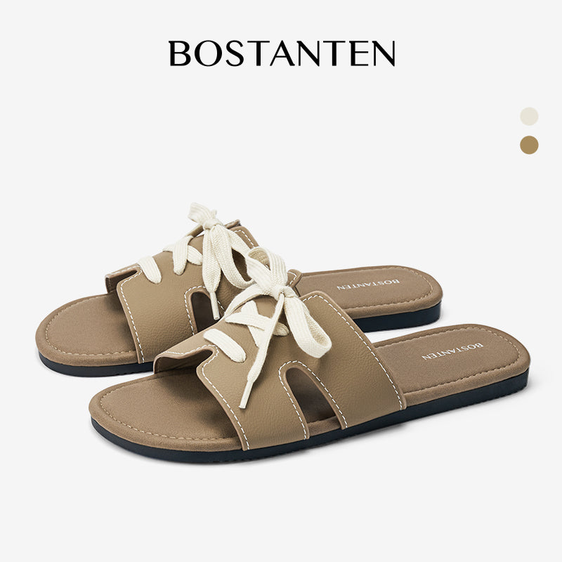[New Arrival] Bostanten Sandal Flat Wanita – Slop Kekinian Sol Karet Anti Licin