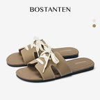 [New Arrival] Bostanten Sandal Flat Wanita – Slop Kekinian Sol Karet Anti Licin