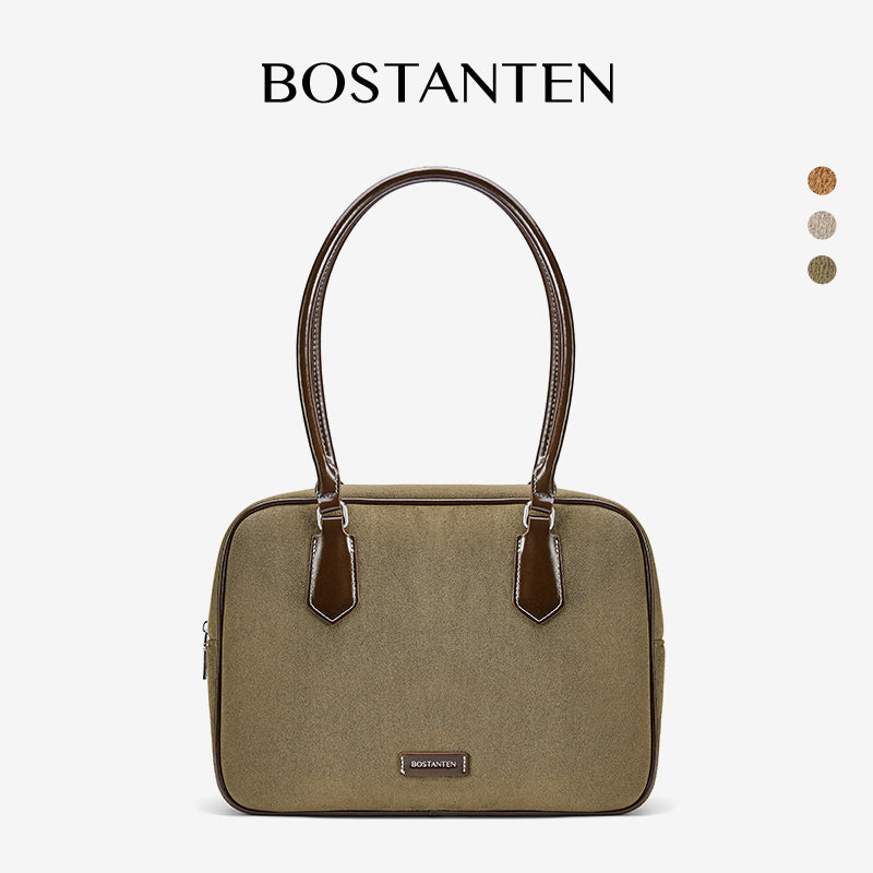 [Suede Toast Bag] BOSTANTEN Totebag Wanita Tas laptop 13,3 inci Tas Bahu Kuliah Terbaru Tas Bahu Kekinian