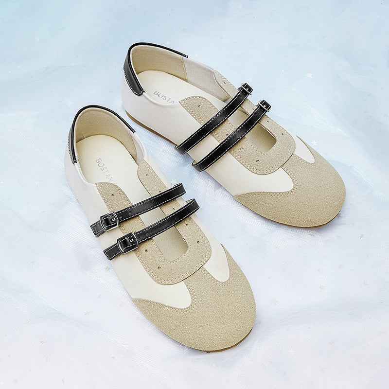 [Twinsy Shoes] Bostanten Sepatu Marry Jane Ballet Wanita Elegan Double Strap Nyaman Trendy‌