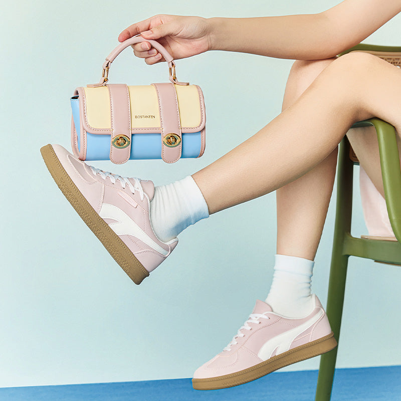 [Christy Shoes] BOSTANTEN Sepatu Kets Ringan dan Nyaman – Desain Kasual Anti Selip Warna Krem & Hitam