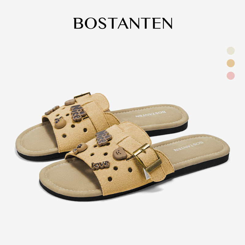 [LuxChoco Berry Sandal] BOSTANTEN Sandal Wanita – Flat Sandal Lembut,  Cocok untuk Santai & ke Pantai
