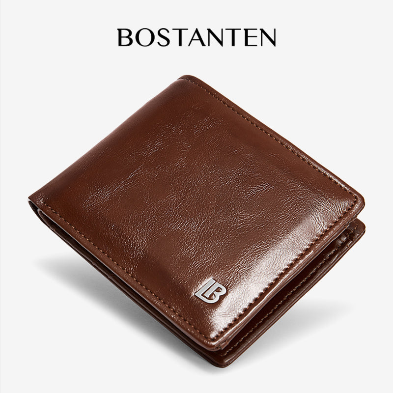 BOSTANTEN Dompet Lipat Pria Koin Ritleting Bahan Kulit PU