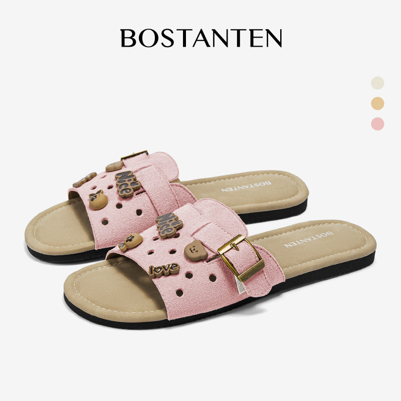 [LuxChoco Berry Sandal] BOSTANTEN Sandal Wanita – Flat Sandal Lembut,  Cocok untuk Santai & ke Pantai