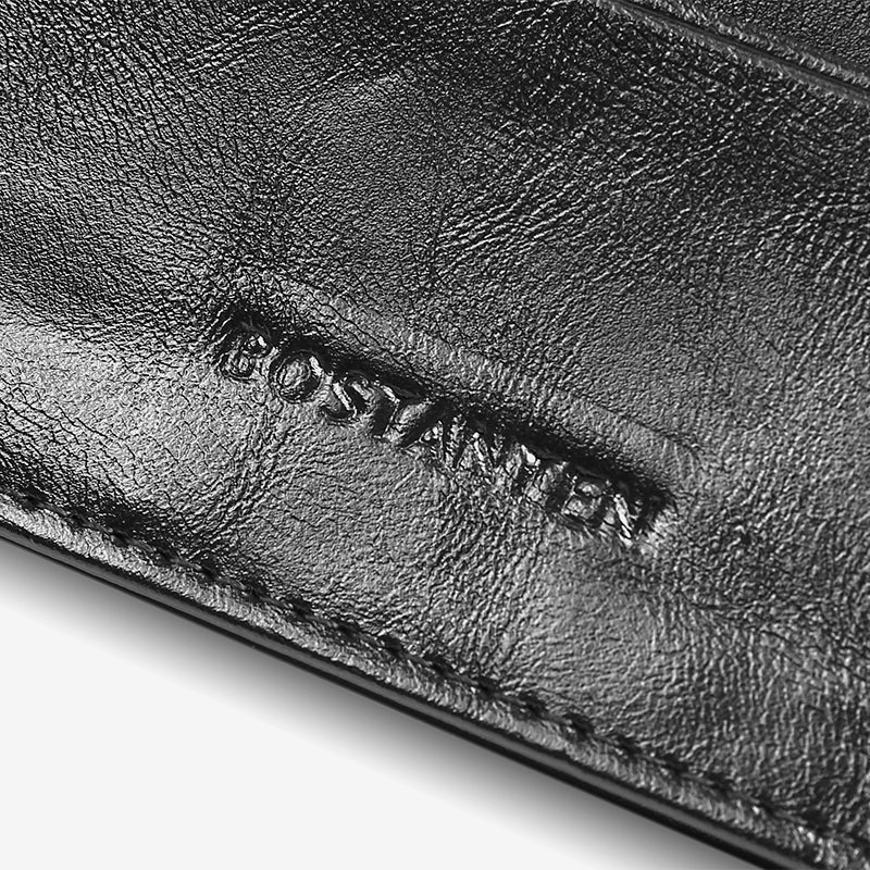 BOSTANTEN Dompet Lipat Panjang Pria Slot Kartu Kulit PU Warna Hitam/Kopi