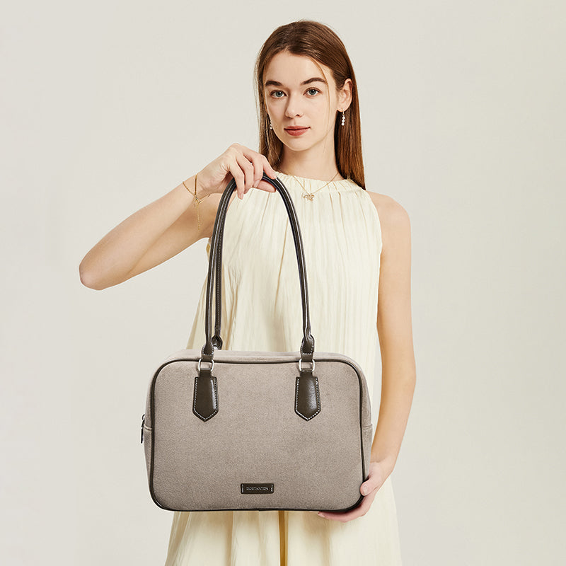 [Suede Toast Bag] BOSTANTEN Totebag Wanita Tas laptop 13,3 inci Tas Bahu Kuliah Terbaru Tas Bahu Kekinian