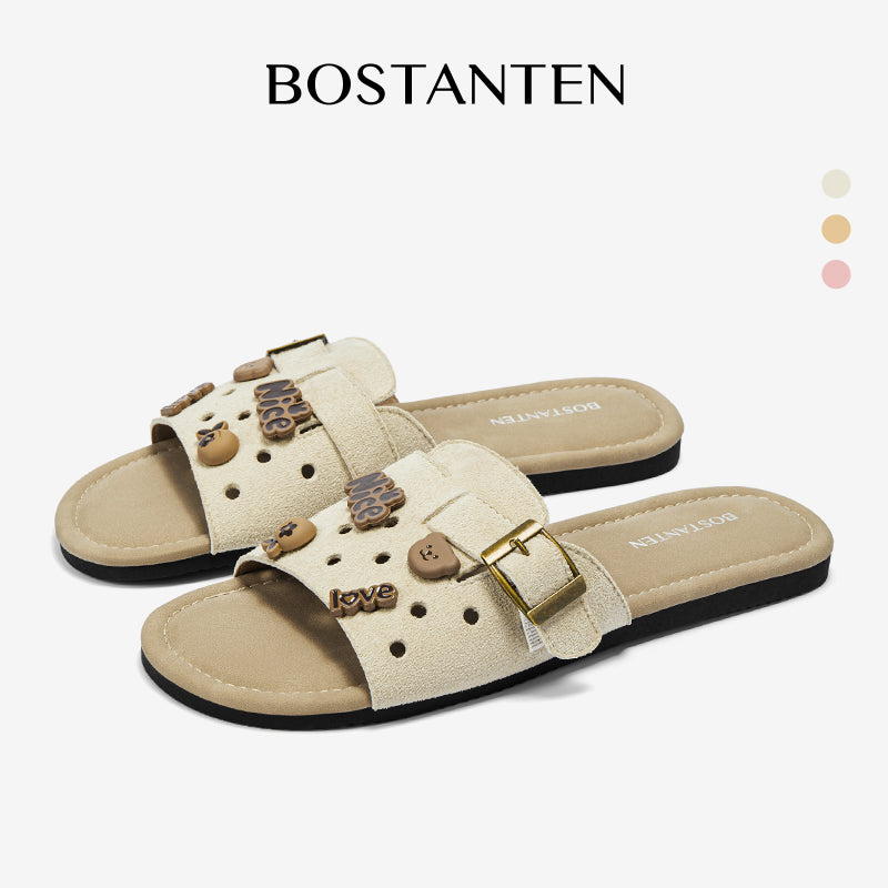 [LuxChoco Berry Sandal] BOSTANTEN Sandal Wanita – Flat Sandal Lembut,  Cocok untuk Santai & ke Pantai