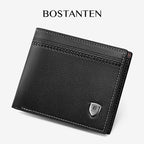 BOSTANTEN Dompet Pria Fashion Garis Horizontal PU Coklat/Hitam Wallet