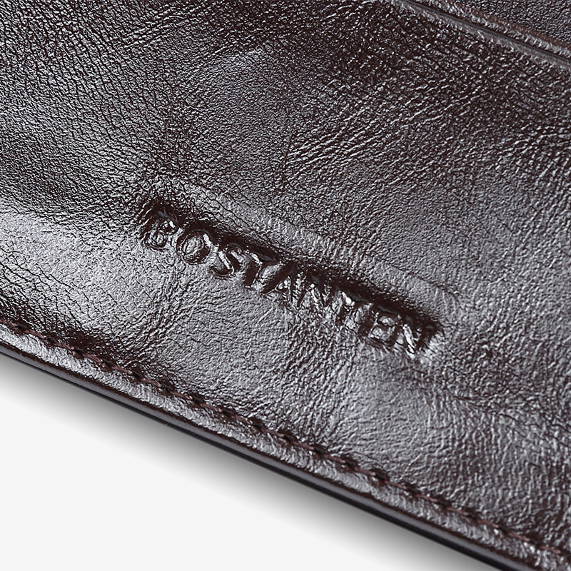 BOSTANTEN Dompet Lipat Panjang Pria Slot Kartu Kulit PU Warna Hitam/Kopi