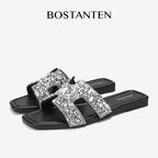 [Star Moon] Bostanten Sandal Santai Berkilau Perak, Nyaman & Serbaguna
