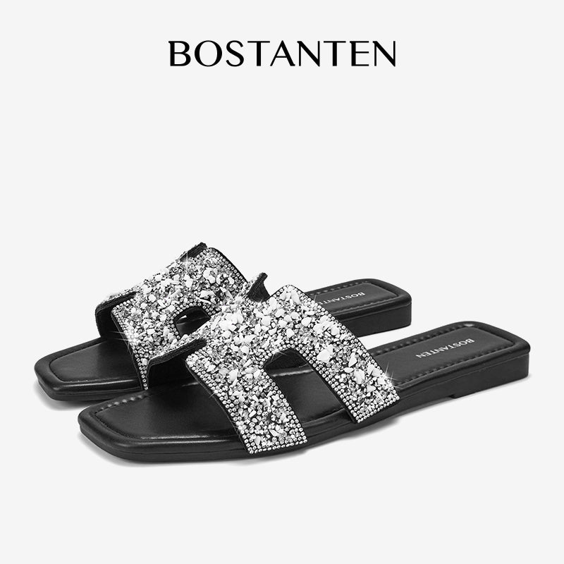 [Star Moon] Bostanten Sandal Santai Berkilau Perak, Nyaman & Serbaguna