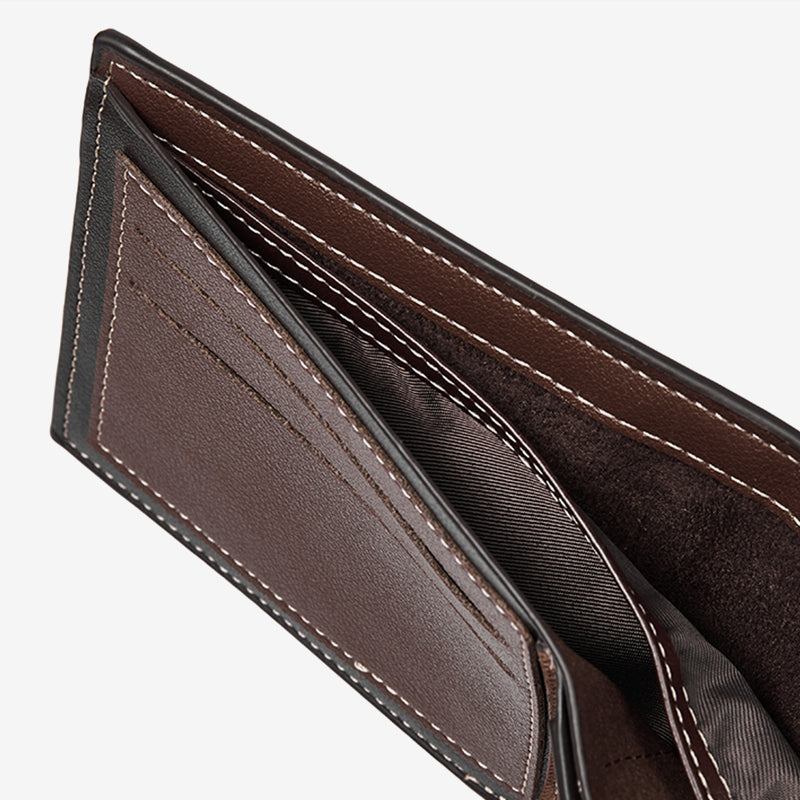 BOSTANTEN Dompet Pria Fashion Garis Horizontal PU Coklat/Hitam Wallet