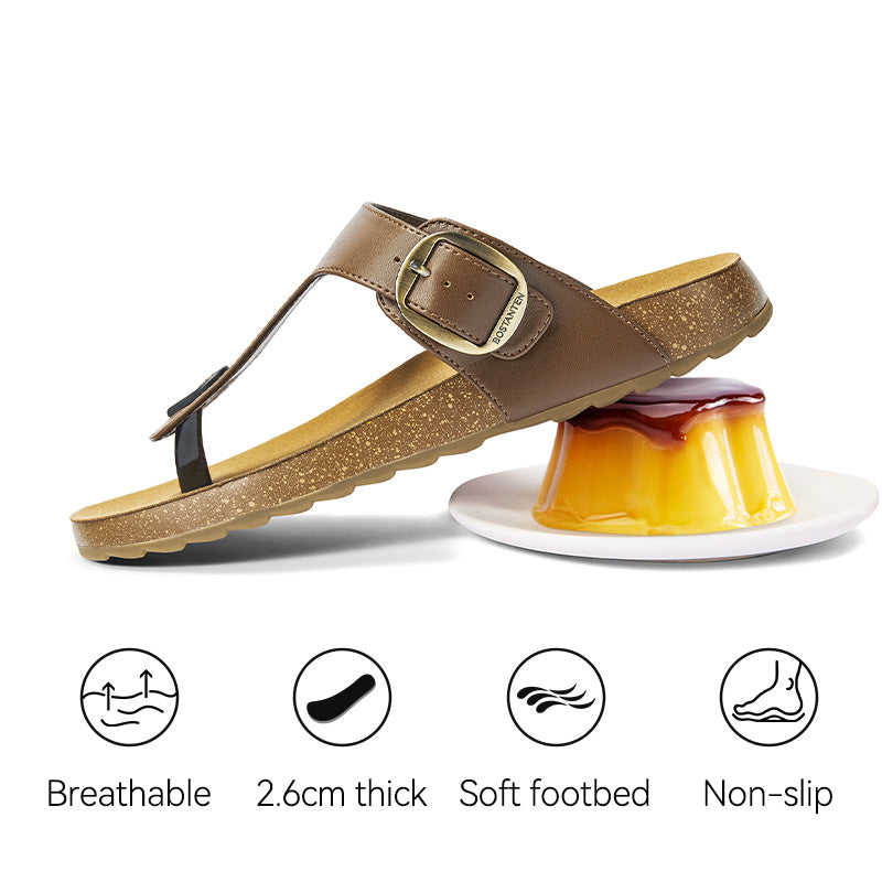 BOSTANTEN Gizeh Shoes Sandal Jepit Thong Velcro Casual Anyaman Cork Footbed Outdoor