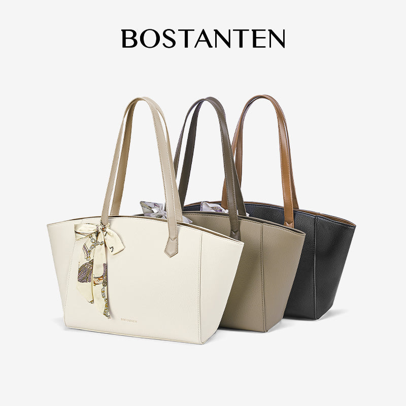 [Mila Bag] BOSTANTEN Totebag Kulit Wanita – Monogram Medium, Gaya Korea Casual