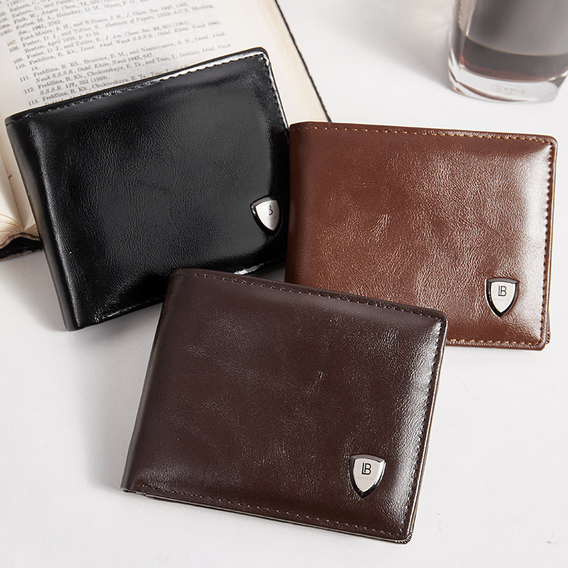 BOSTANTEN Dompet Pria Koin Ritsleting Kulit PU Tiga Kali Lipat