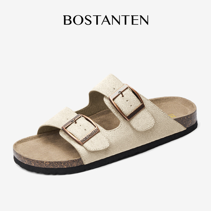 BOSTANTEN Ark Classic Flat Sandal Wanita Sepatu Casual Birken Slide Dua Buckle Umroh Haji Empuk Nyaman Anti Slip