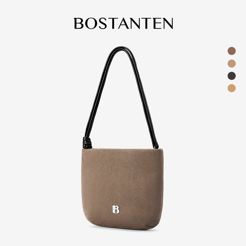 [Teddy Bag] BOSTANTEN Tas Selempang Wanita Kulit Suede Mini Fashionable – Desain Tali Anyaman DIY Adjustable Strap Tas Selempang