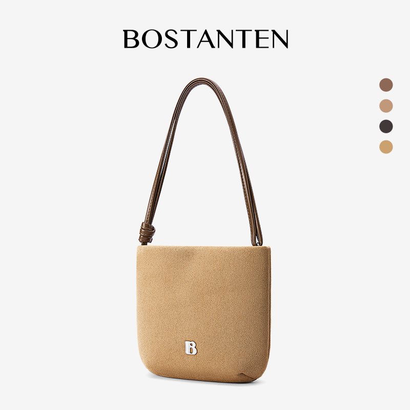[Teddy Bag] BOSTANTEN Tas Selempang Wanita Kulit Suede Mini Fashionable – Desain Tali Anyaman DIY Adjustable Strap Tas Selempang