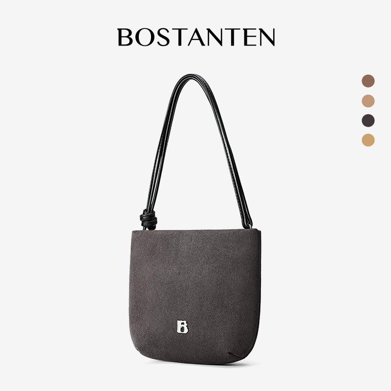 [Teddy Bag] BOSTANTEN Tas Selempang Wanita Kulit Suede Mini Fashionable – Desain Tali Anyaman DIY Adjustable Strap Tas Selempang