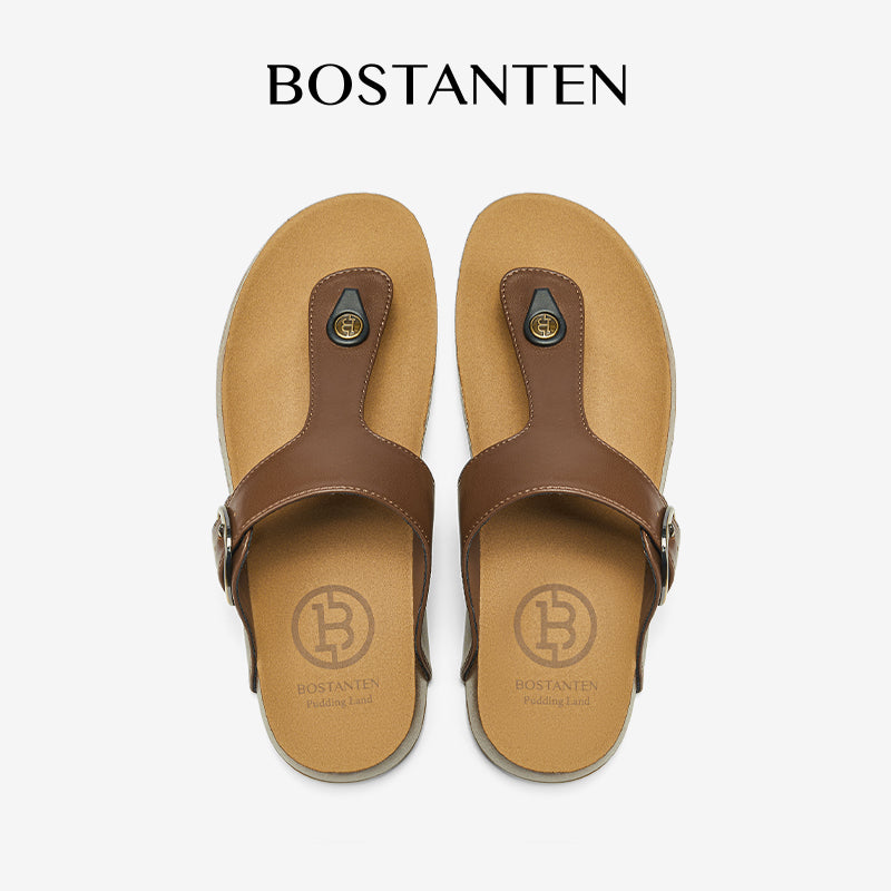 BOSTANTEN Gizeh Shoes Sandal Jepit Thong Velcro Casual Anyaman Cork Footbed Outdoor