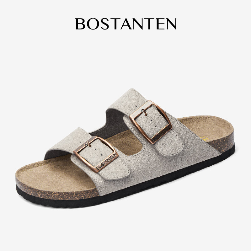 BOSTANTEN Ark Classic Flat Sandal Wanita Sepatu Casual Birken Slide Dua Buckle Umroh Haji Empuk Nyaman Anti Slip