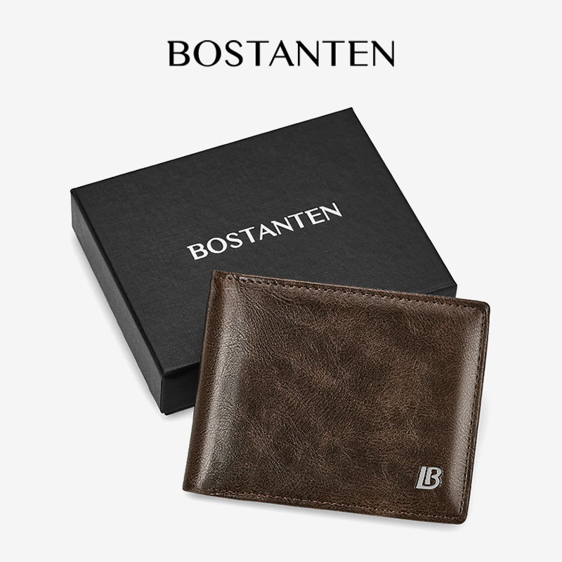 BOSTANTEN Dompet Lipat Pria Koin Ritleting Bahan Kulit PU