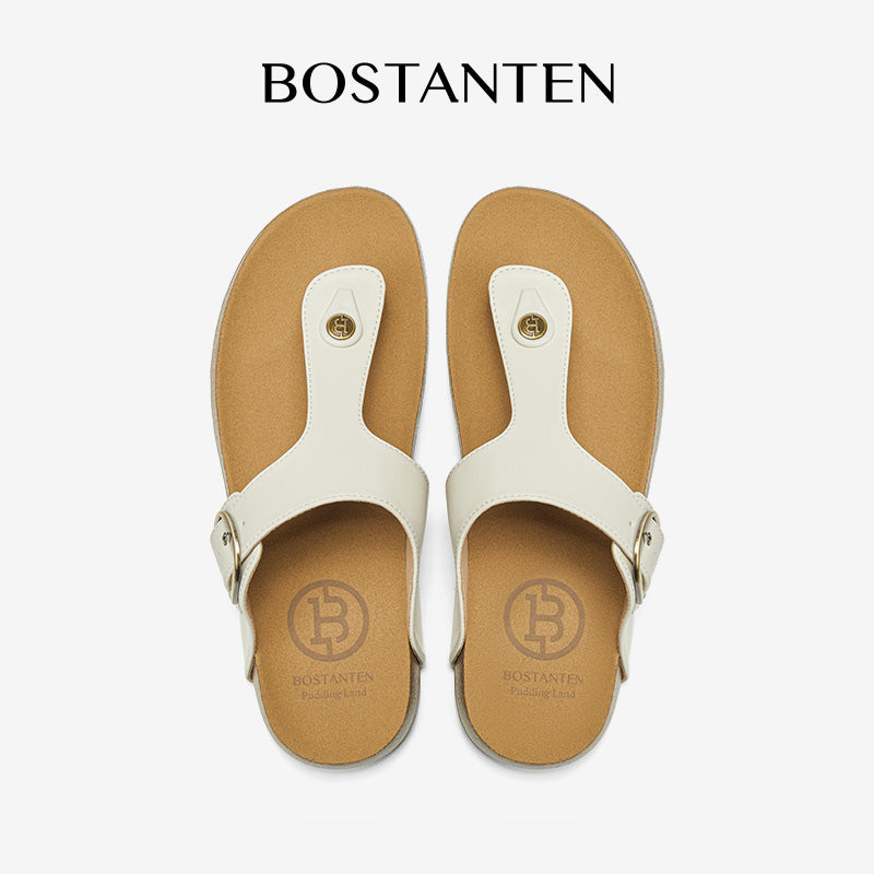 BOSTANTEN Gizeh Shoes Sandal Jepit Thong Velcro Casual Anyaman Cork Footbed Outdoor
