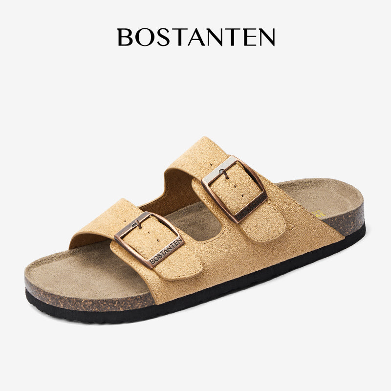 BOSTANTEN Ark Classic Flat Sandal Wanita Sepatu Casual Birken Slide Dua Buckle Umroh Haji Empuk Nyaman Anti Slip