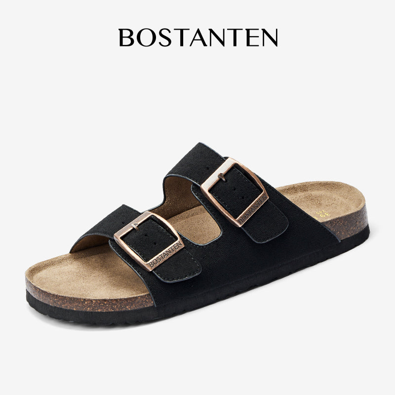 BOSTANTEN Ark Classic Flat Sandal Wanita Sepatu Casual Birken Slide Dua Buckle Umroh Haji Empuk Nyaman Anti Slip