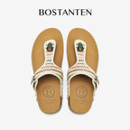 BOSTANTEN Gizeh Shoes Sandal Jepit Thong Velcro Casual Anyaman Cork Footbed Outdoor