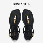 BOSTANTEN Lucky Sandal Flat Jepit Wanita Korea Premium Pesta kekinian