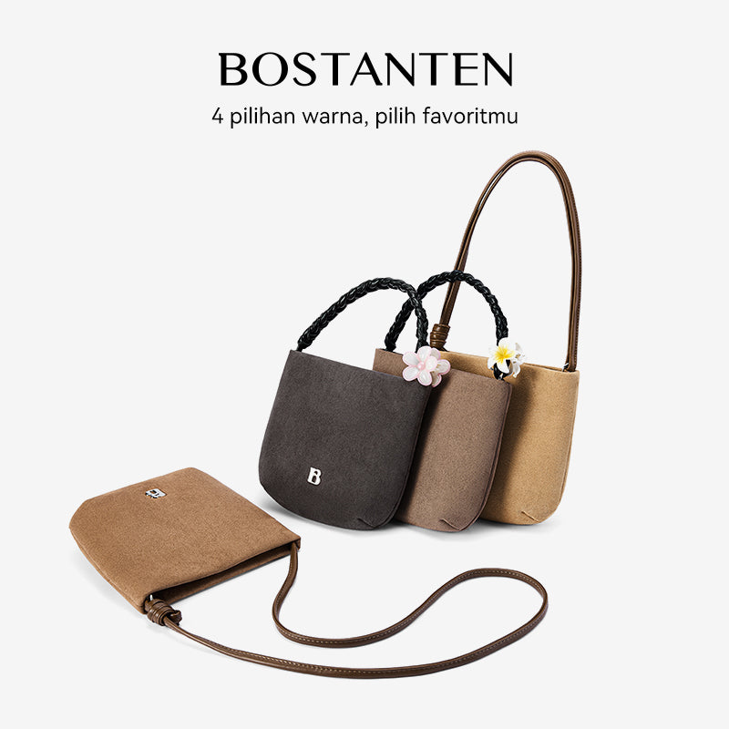 [Teddy Bag] BOSTANTEN Tas Selempang Wanita Kulit Suede Mini Fashionable – Desain Tali Anyaman DIY Adjustable Strap Tas Selempang