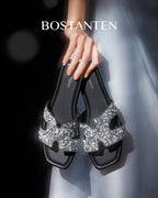[Star Moon] Bostanten Sandal Santai Berkilau Perak, Nyaman & Serbaguna