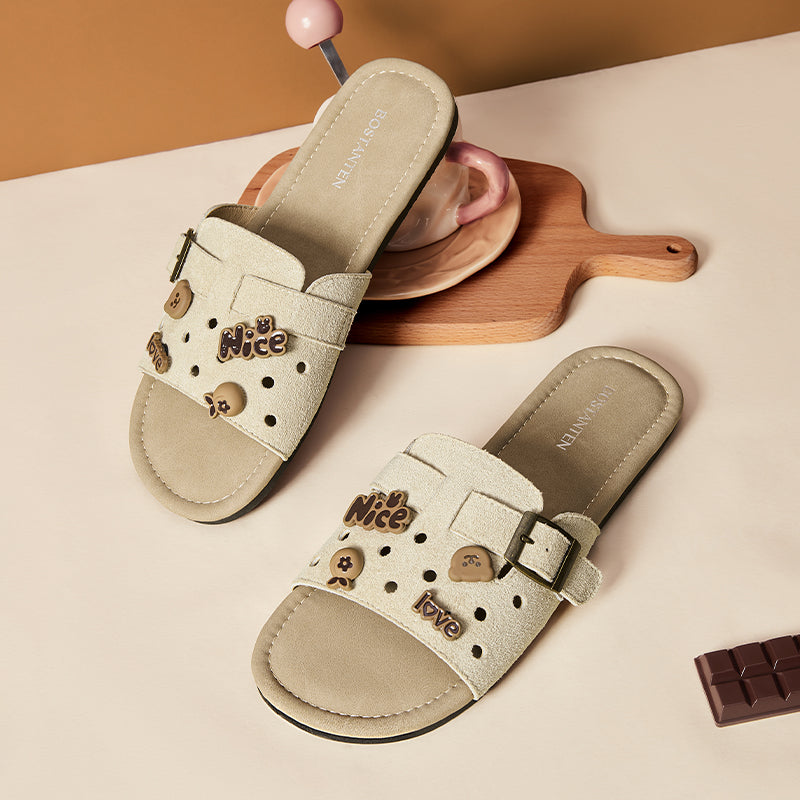 [LuxChoco Berry Sandal] BOSTANTEN Sandal Wanita – Flat Sandal Lembut,  Cocok untuk Santai & ke Pantai