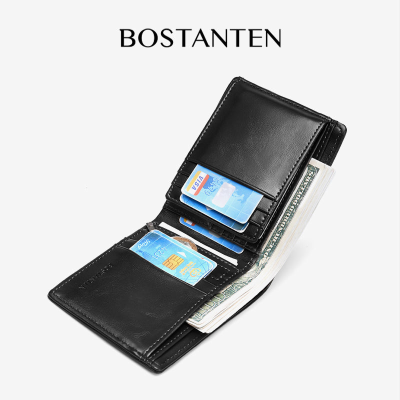 BOSTANTEN Dompet Lipat Pria Koin Ritleting Bahan Kulit PU