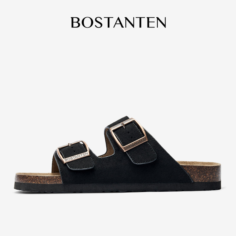 BOSTANTEN Ark Classic Flat Sandal Wanita Sepatu Casual Birken Slide Dua Buckle Umroh Haji Empuk Nyaman Anti Slip