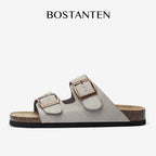 BOSTANTEN Ark Classic Flat Sandal Wanita Sepatu Casual Birken Slide Dua Buckle Umroh Haji Empuk Nyaman Anti Slip