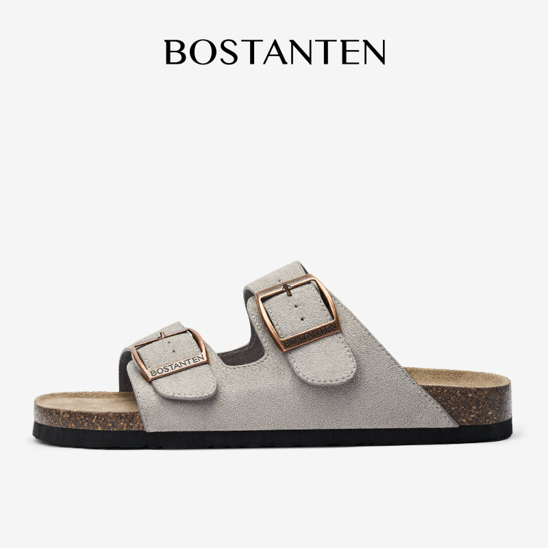 BOSTANTEN Ark Classic Flat Sandal Wanita Sepatu Casual Birken Slide Dua Buckle Umroh Haji Empuk Nyaman Anti Slip