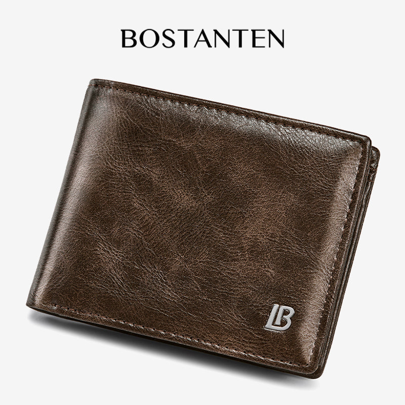 BOSTANTEN Dompet Lipat Pria Koin Ritleting Bahan Kulit PU