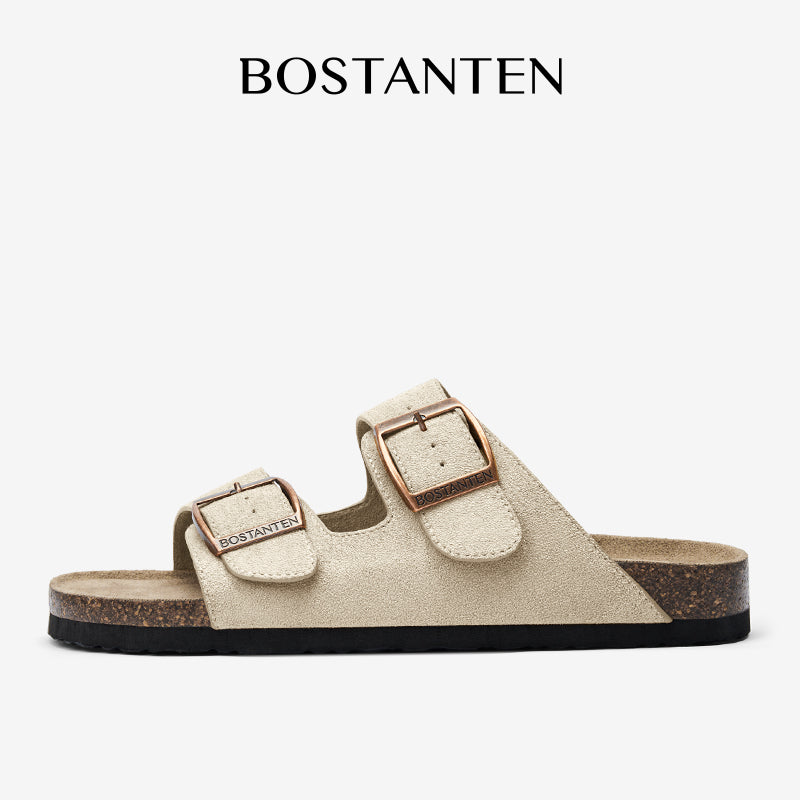 BOSTANTEN Ark Classic Flat Sandal Wanita Sepatu Casual Birken Slide Dua Buckle Umroh Haji Empuk Nyaman Anti Slip