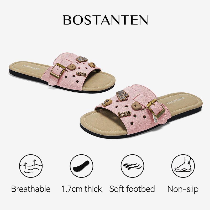 [LuxChoco Berry Sandal] BOSTANTEN Sandal Wanita – Flat Sandal Lembut,  Cocok untuk Santai & ke Pantai