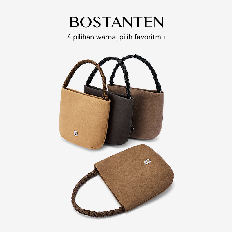 [Teddy Bag] BOSTANTEN Tas Selempang Wanita Kulit Suede Mini Fashionable – Desain Tali Anyaman DIY Adjustable Strap Tas Selempang