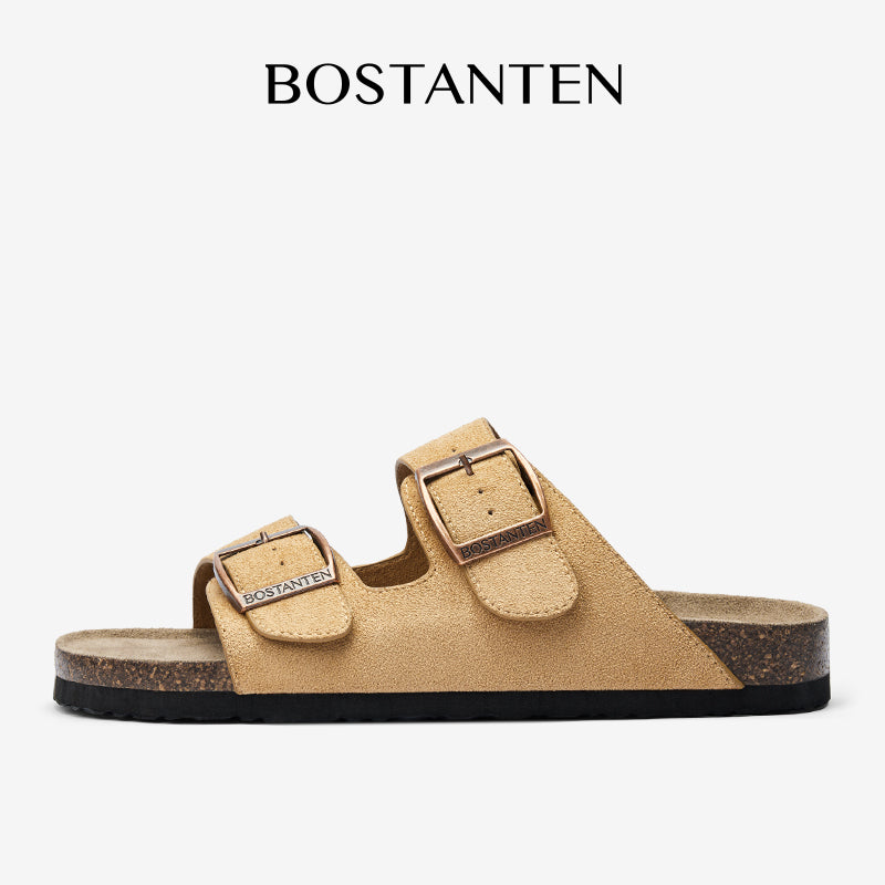 BOSTANTEN Ark Classic Flat Sandal Wanita Sepatu Casual Birken Slide Dua Buckle Umroh Haji Empuk Nyaman Anti Slip