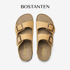 BOSTANTEN Ark Classic Flat Sandal Wanita Sepatu Casual Birken Slide Dua Buckle Umroh Haji Empuk Nyaman Anti Slip