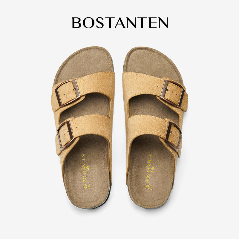 BOSTANTEN Ark Classic Flat Sandal Wanita Sepatu Casual Birken Slide Dua Buckle Umroh Haji Empuk Nyaman Anti Slip