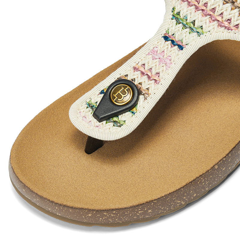 BOSTANTEN Gizeh Shoes Sandal Jepit Thong Velcro Casual Anyaman Cork Footbed Outdoor
