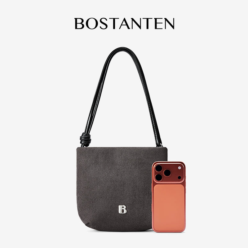 [Teddy Bag] BOSTANTEN Tas Selempang Wanita Kulit Suede Mini Fashionable – Desain Tali Anyaman DIY Adjustable Strap Tas Selempang