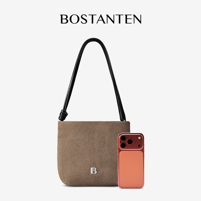 [Teddy Bag] BOSTANTEN Tas Selempang Wanita Kulit Suede Mini Fashionable – Desain Tali Anyaman DIY Adjustable Strap Tas Selempang