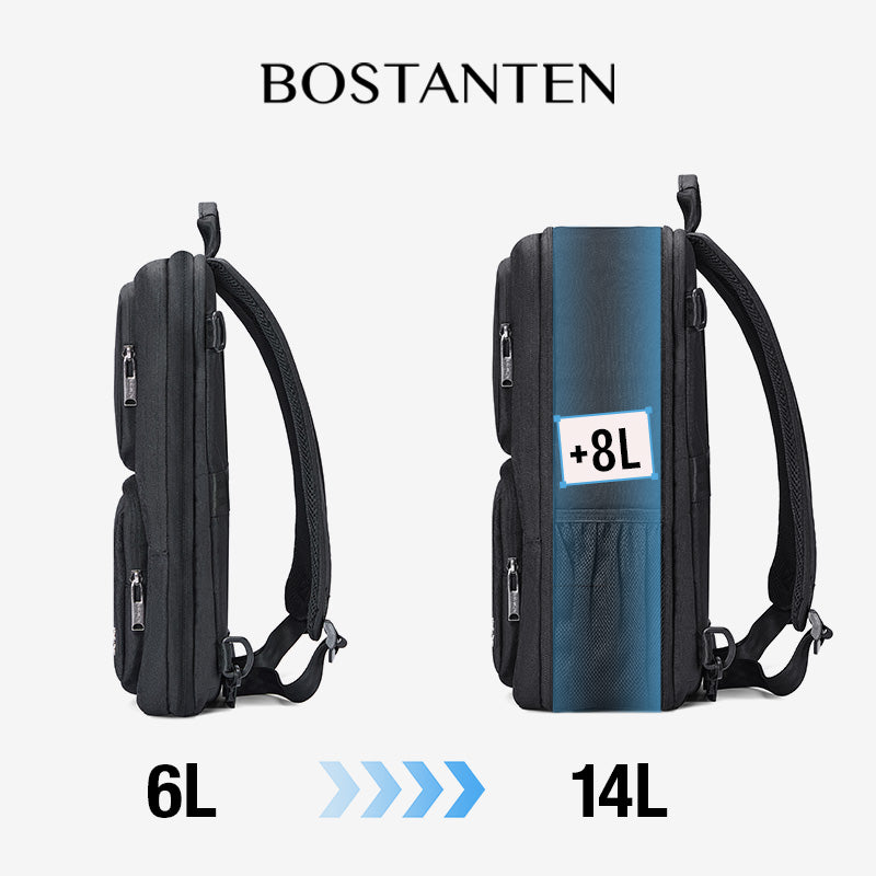 Bostanten Dualpack Bag Tas Ransel Pria Expandable Tas Laptop Anti Air untuk Kerja Bisnis Sekolah Kuliah